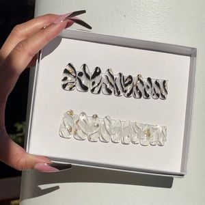 Set of 20 Luxury Handmade Press On Nails New Double Take